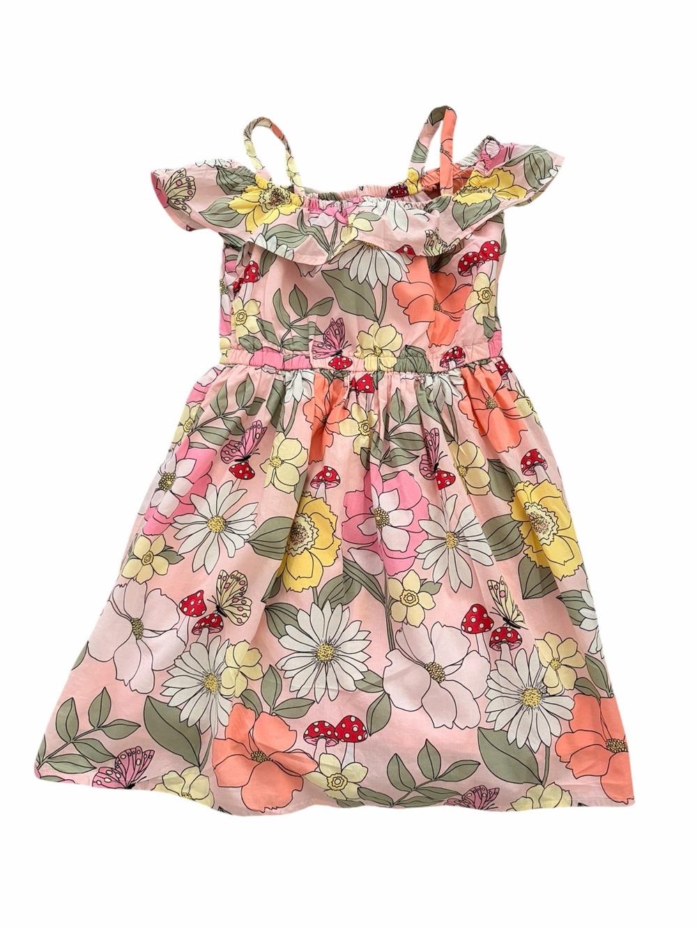 Gymboree Pink Floral & Mushroom Ruffle Sundress
